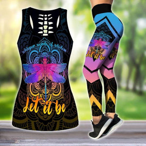 Premium Hippie Dragonfly 3D Over Printed Legging & Tank Top