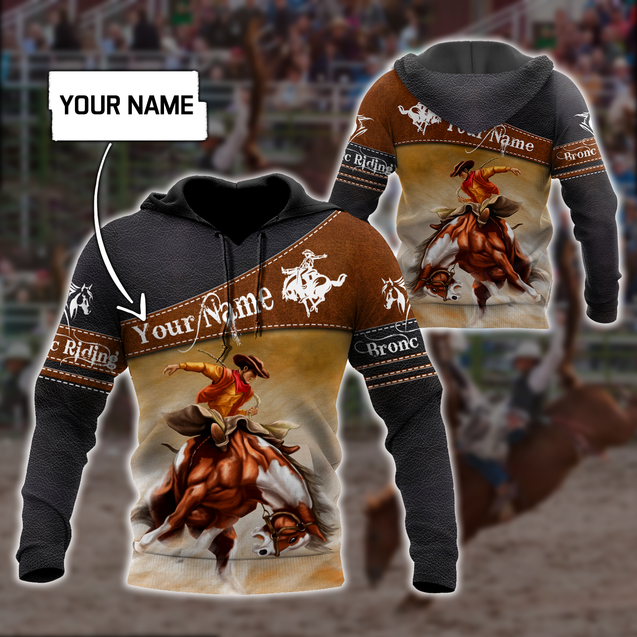 Personalized Name Rodeo 3D All Over Printed Unisex Shirts Bronc Riding