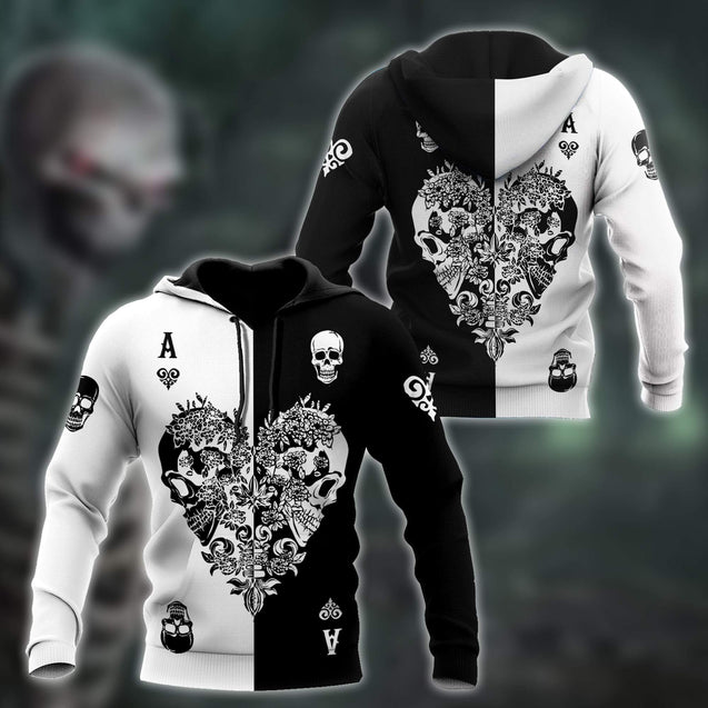 Ace Heart Skull Gothic Art 3D All Over Printed Unisex Shirts