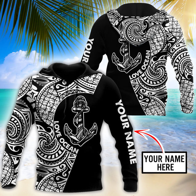 Amazing Polynesian Tattoo Anchor Personalized Unisex Deluxe Hoodie ML