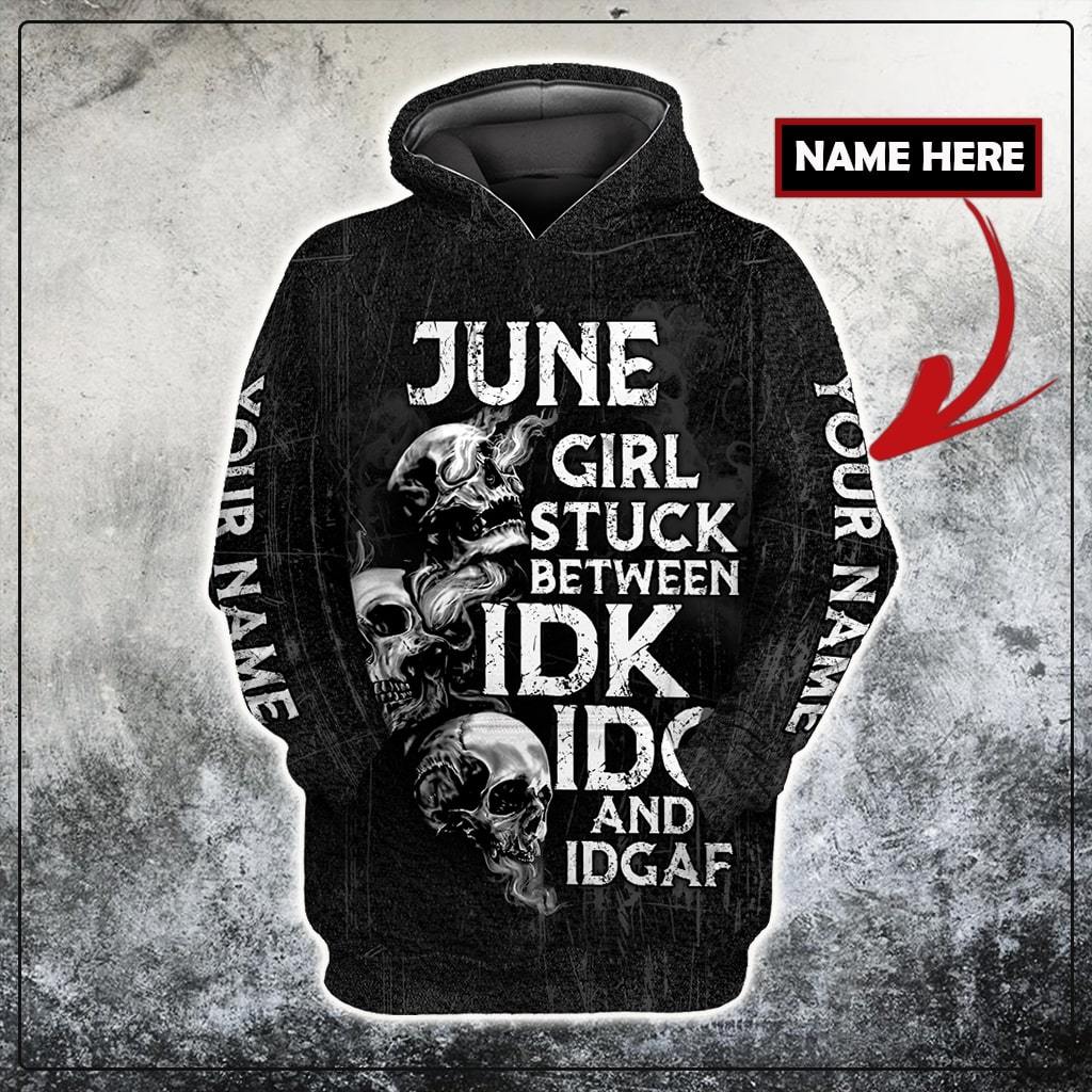 Customize Name June Girl Skull Hoodie For Men And Women TNA26042101.S1