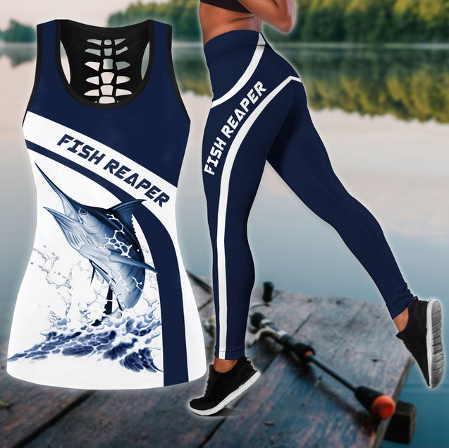 Marlin fishing design 3d print Combo Legging Tank for women