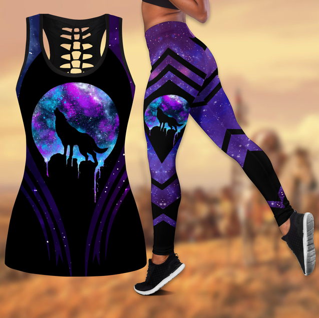 Wolf 3D All Over Printed Legging + Hollow Tank