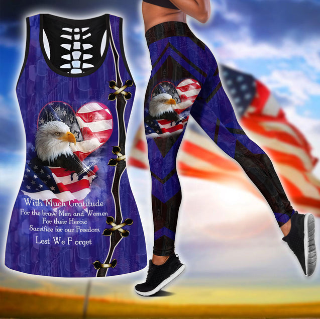 American 3D All Over Printed Legging + Hollow Tank