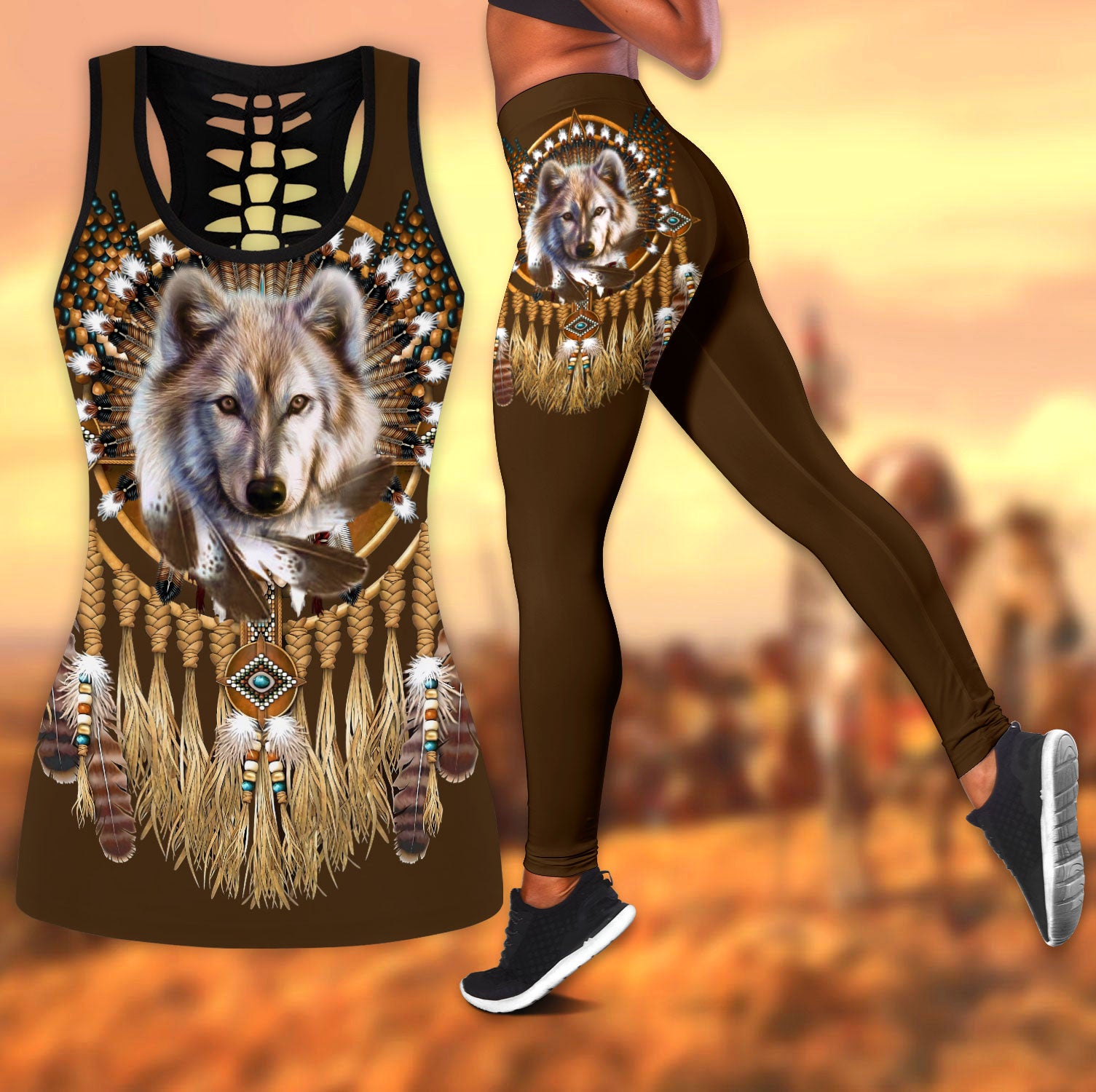 Native American 3D All Over Printed Legging + Hollow Tank