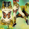 Butterfly flowers legging + hollow tank combo custom name