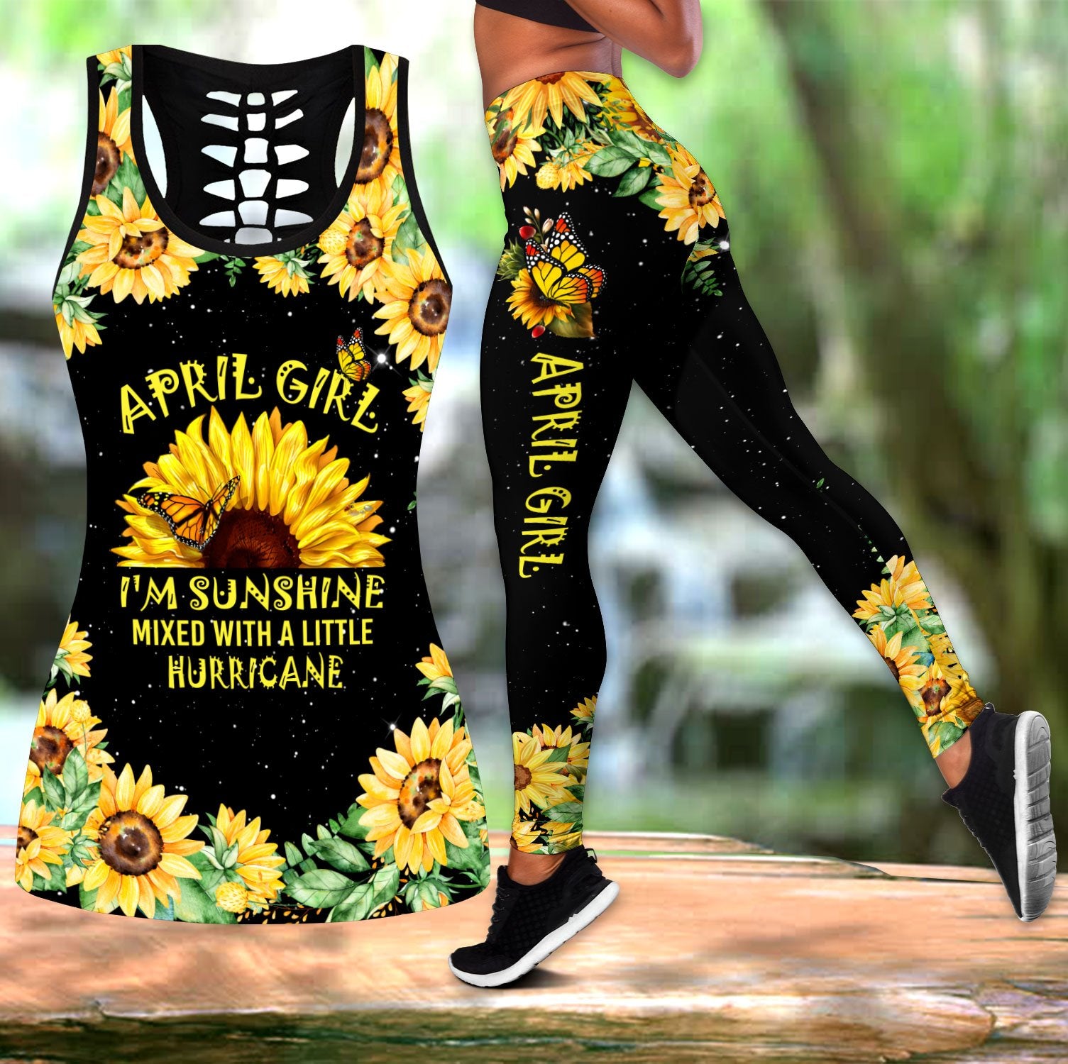 April Girl Sunshine Mixed With A Little Hurricane Combo Tank Top + Leggings