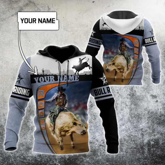 Personalized Name Bull Riding 3D All Over Printed Unisex Shirts Desert