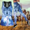 Wolf Native American 3D All Over Printed Legging + Hollow Tank Combo