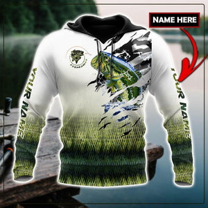 Custom name Bass fishing escape Skin camo 3D printed shirts