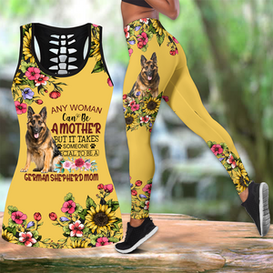 German Shepherd flowers legging + hollow tank combo ver2