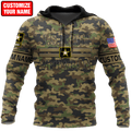 US Army Veteran Personalized Name 3D All Over Printed Unisex Hoodie