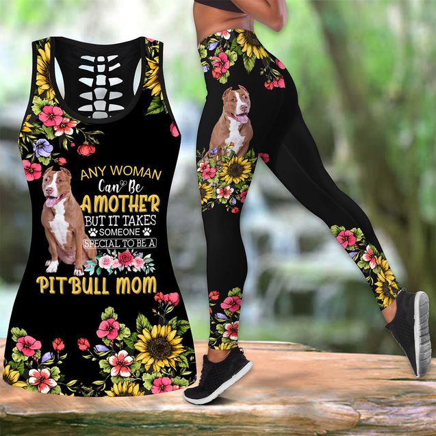 Pitbull flowers legging + hollow tank combo