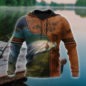 Trout Fishing water camo Cosplay leather 3D print shirts