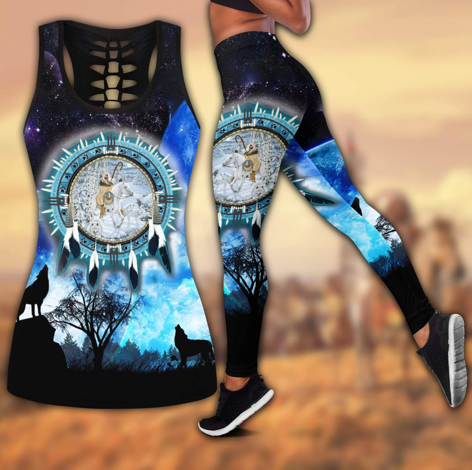 Native American 3D All Over Printed Legging + Hollow Tank