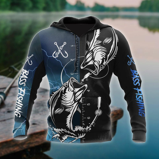 Bass fishing tattoo the rule Blue colour 3D print shirts