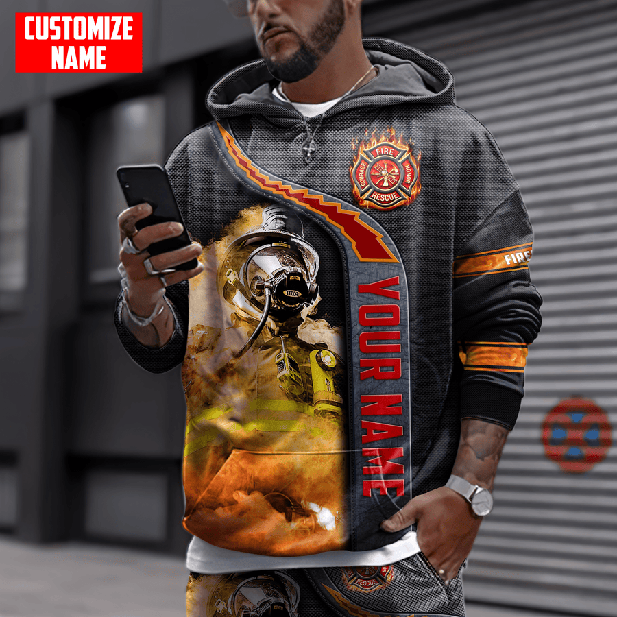 Customize Name Firefighter 3D All Over Printed Combo Hoodie + Sweatpant