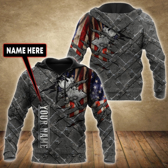 Personalized Name Bull Riding 3D All Over Printed Unisex Shirts American Bull Rider