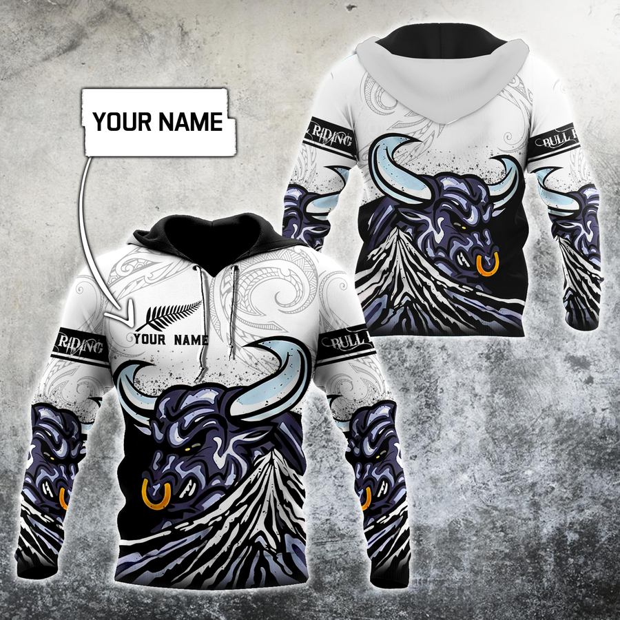 Personalized Name Bull Riding 3D All Over Printed Unisex Shirts Maori Pattern