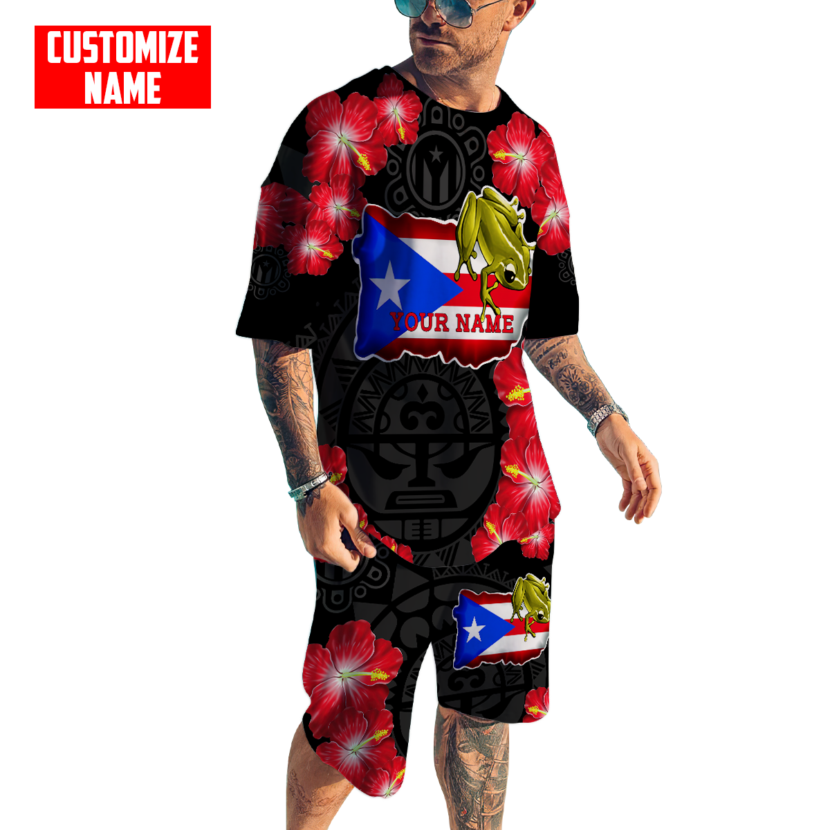 Customize Name Puerto Rico Combo T-Shirt And Board Short SN17042101.S5