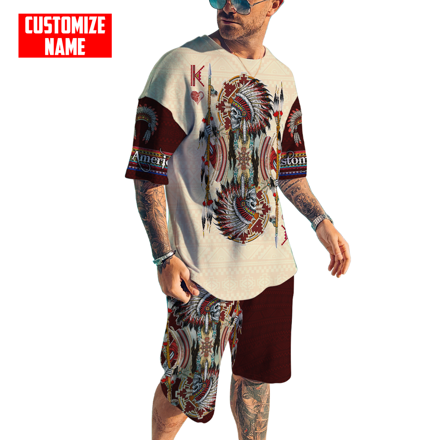 Customized name Native American 3D All Over Printed Unisex Shirts