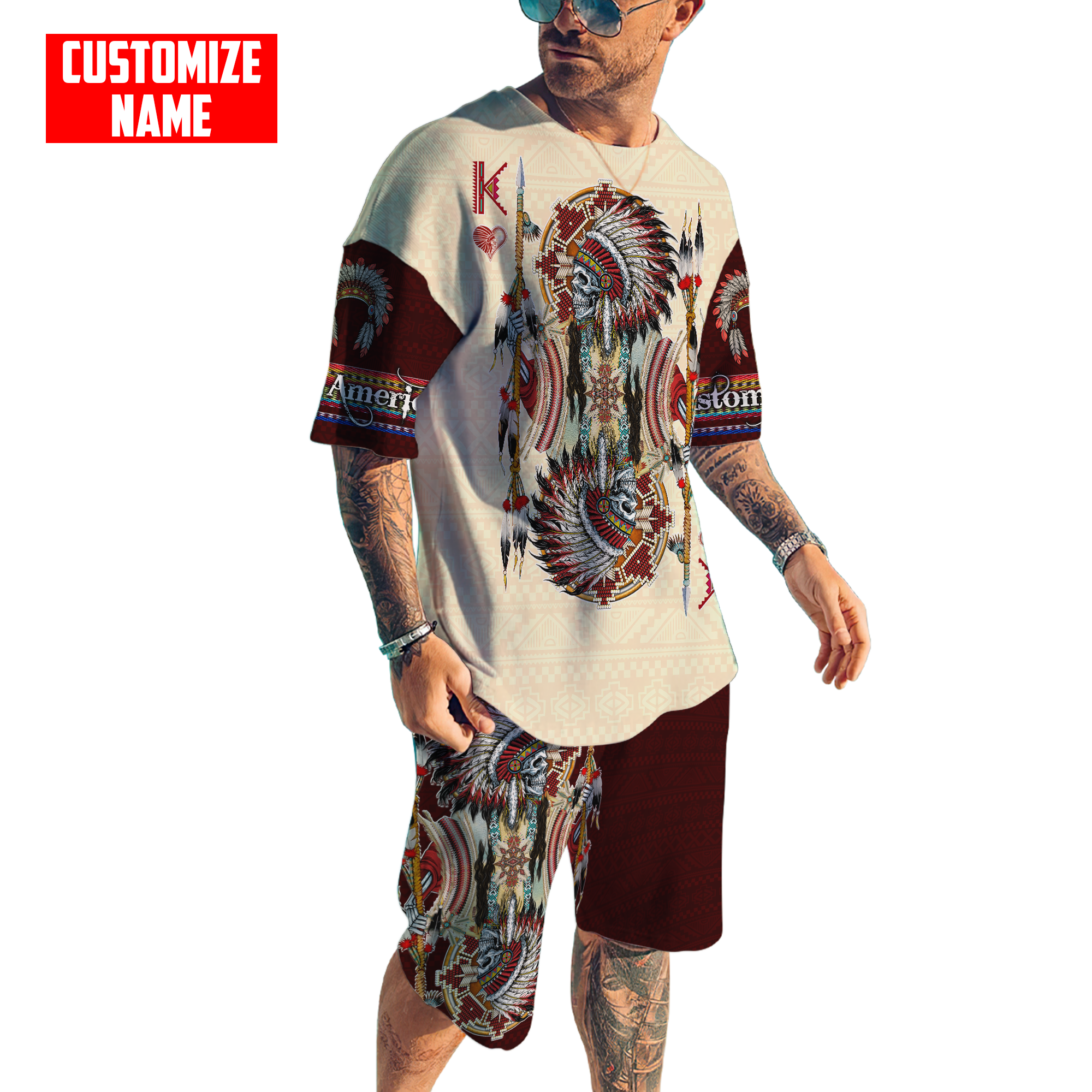 Customized name Native American 3D All Over Printed Unisex Shirts