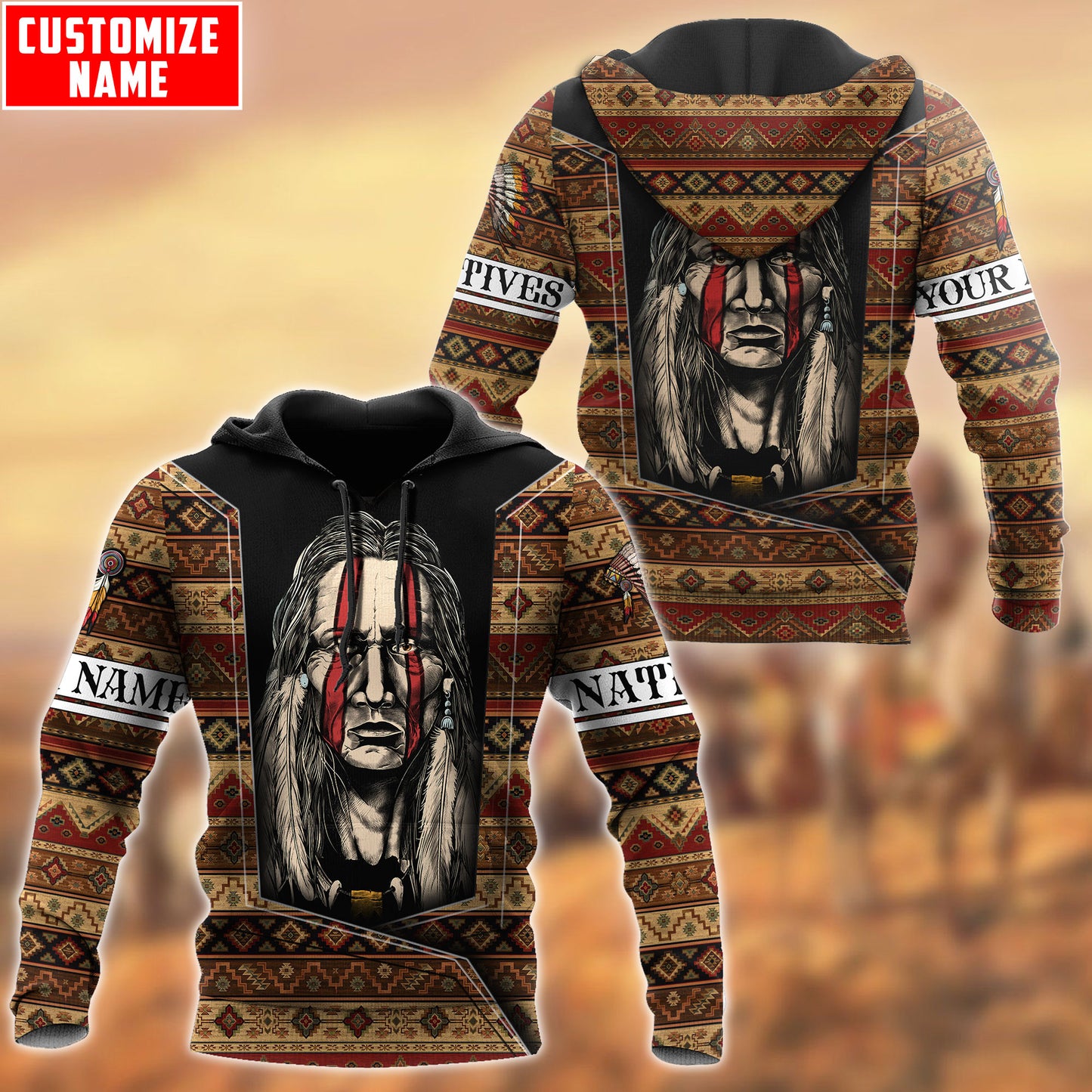 Customized Name Native American 3D All Over Printed Unisex Shirts