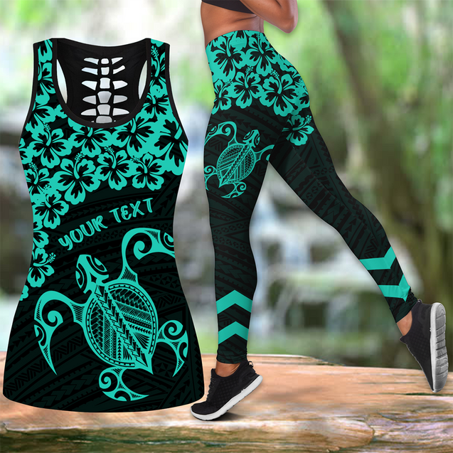 Hawaii Hibiscus Turtle 3D Over Printed Legging & Tank Top