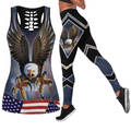 Happy Independence Day United States of America 3D All Over Printed Legging + Hollow Tank