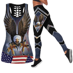 Happy Independence Day United States of America 3D All Over Printed Legging + Hollow Tank