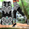 New Zealand Aotearoa Maori Tiki Silver Fern Paua Shell Deluxe Legging & Tank Top ML