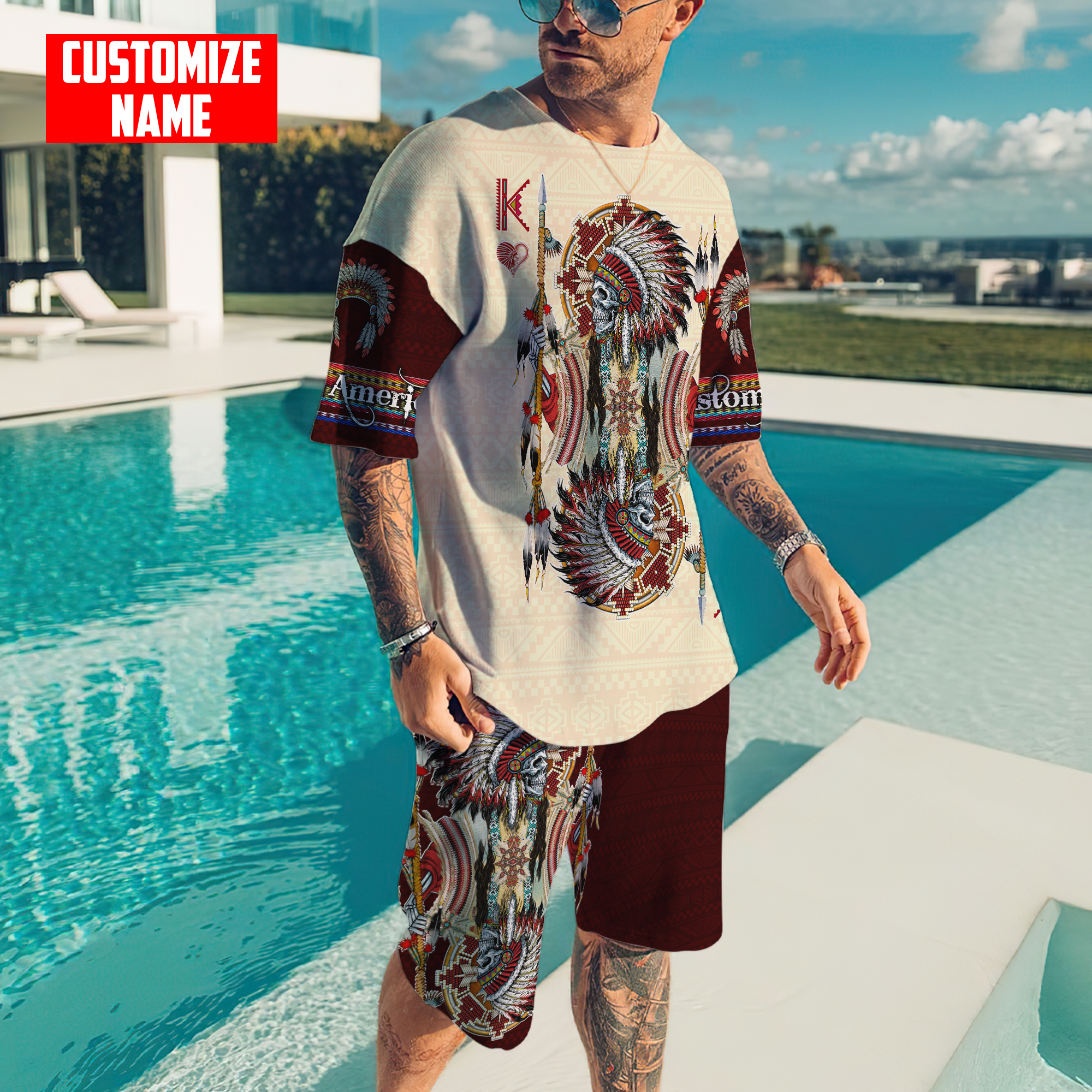 Customized name Native American 3D All Over Printed Unisex Shirts