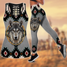 Wolf Native American 3D All Over Printed Legging + Hollow Tank