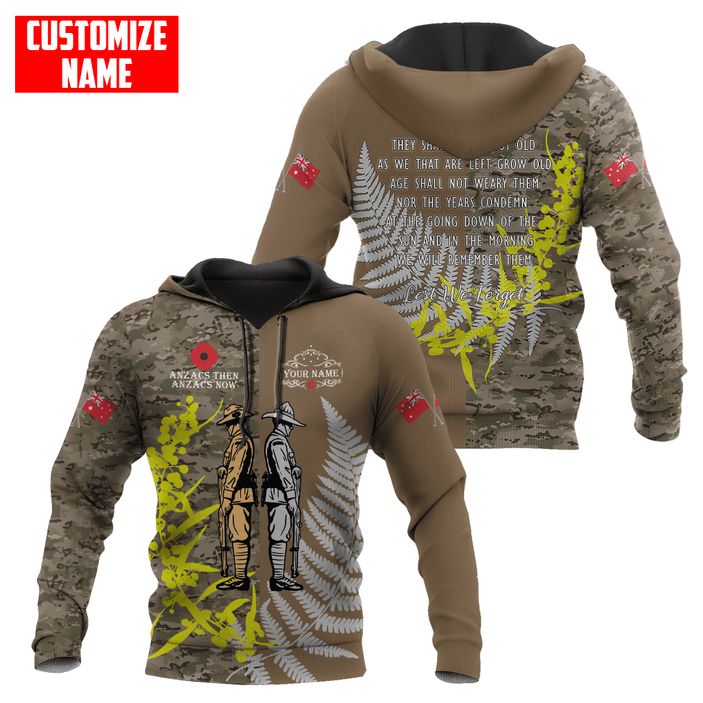 Custom name Anzac day The ode remembrance Soldier 3D printed shirts