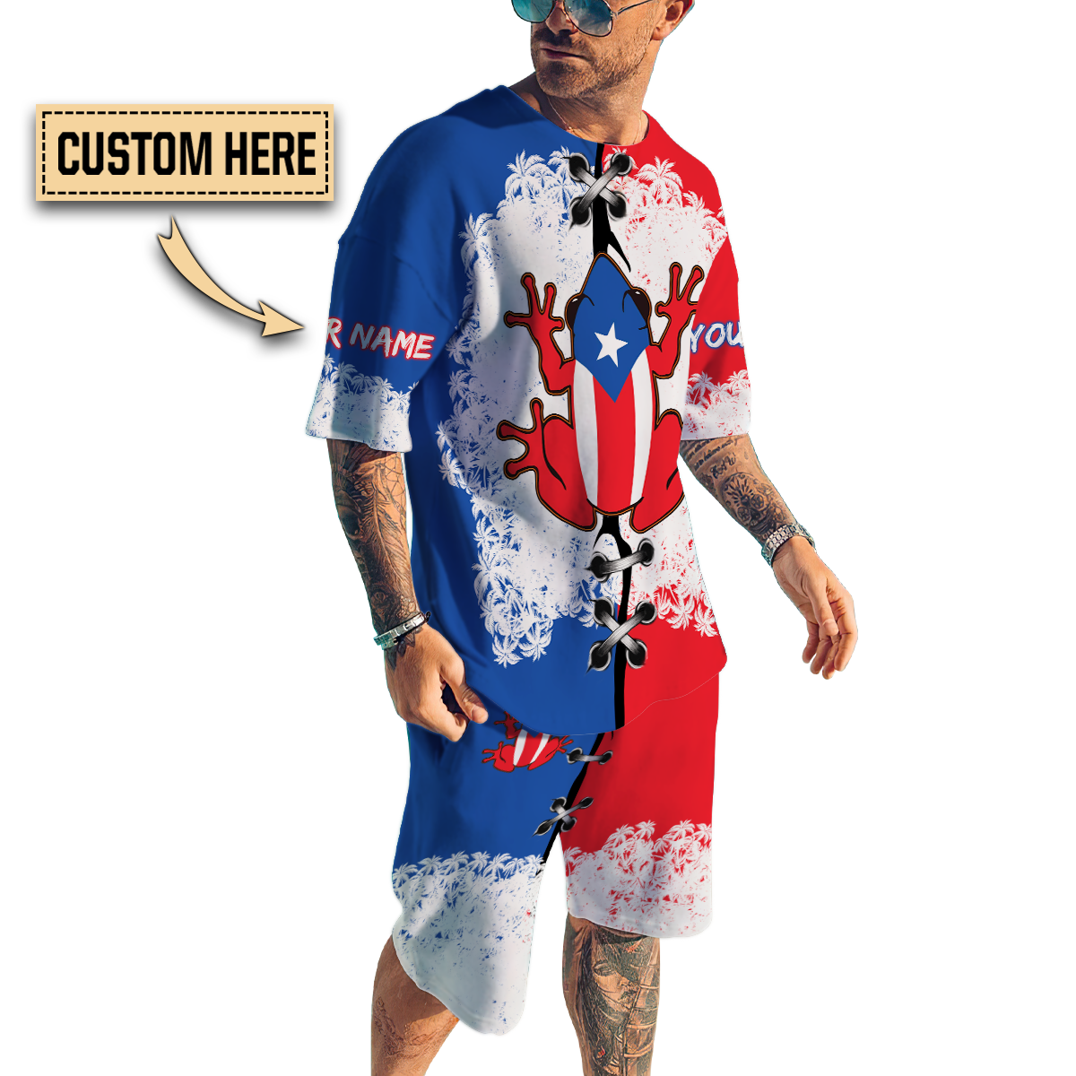 Customize Name Loving Puerto Rico Combo T-Shirt And Board Short