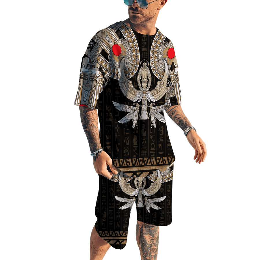 Ancient Egypt ver2 Painting Pattern 3D Tattoo Combo T-Shirt Short