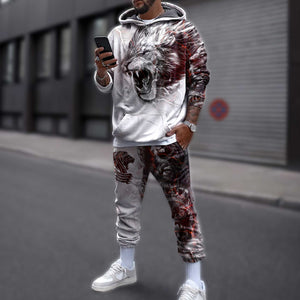 Lion Tattoo Thunder 3D All Over Printed Combo Hoodie + Sweatpant