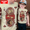 Gift For Son and Daughter Custom Name King Hearts Lion Poker 3D All Over Printed Shirts For Kids From 1 year - 15 years