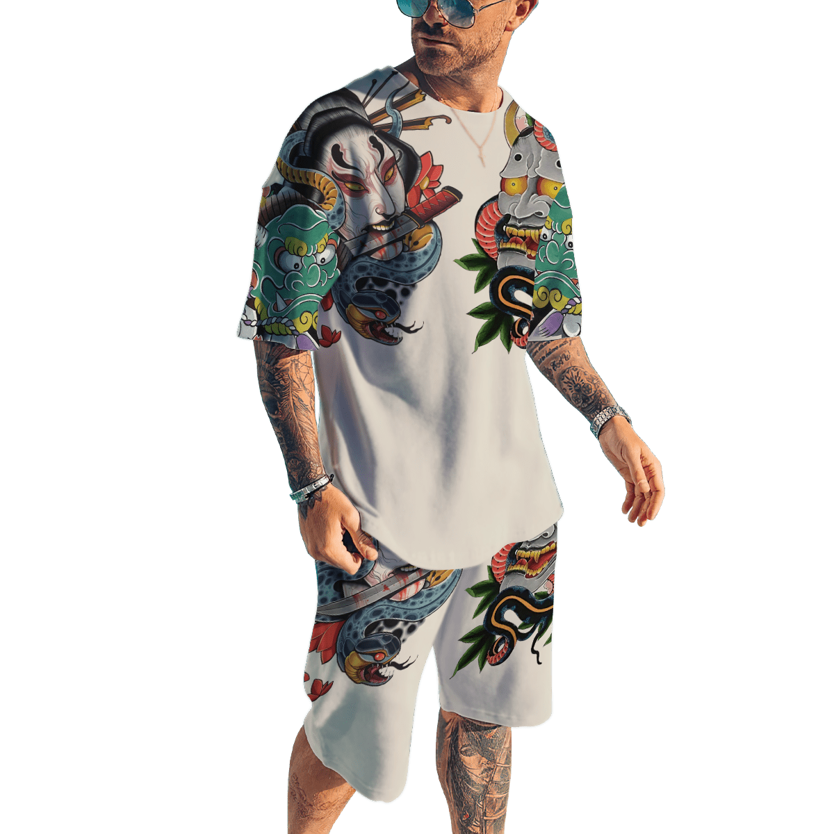 Japan Culture 3D All Over Printed Combo T-Shirt BoardShorts