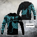 Amazing Polynesian Blue Ray Tattoo Personalized Unisex Deluxe Hoodie ML