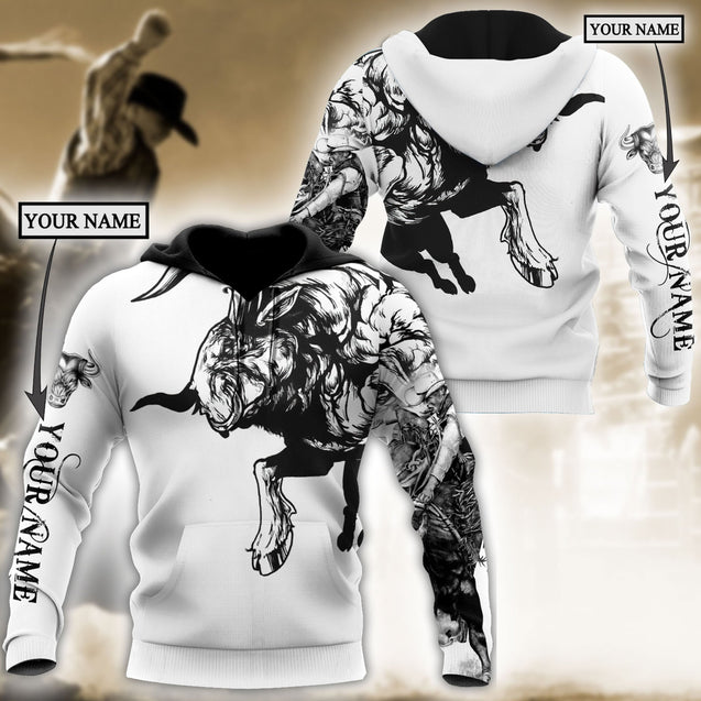 Personalized Name Bull Riding 3D All Over Printed Unisex Shirts Bull Tattoo