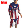 Customize Name Puerto Rico Combo T-Shirt And Board Short