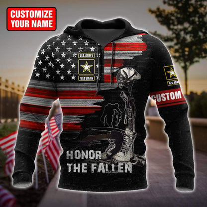 Honor the Fallen US Veteran Personalized Name 3D All Over Printed Hoodie DD26052104