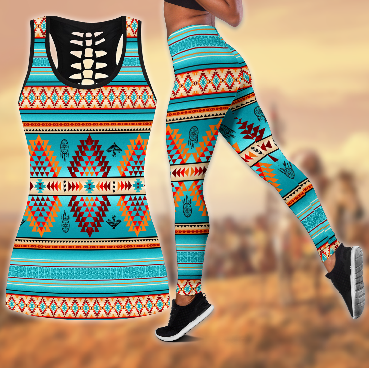 Native American 3D All Over Printed Legging + Hollow Tank