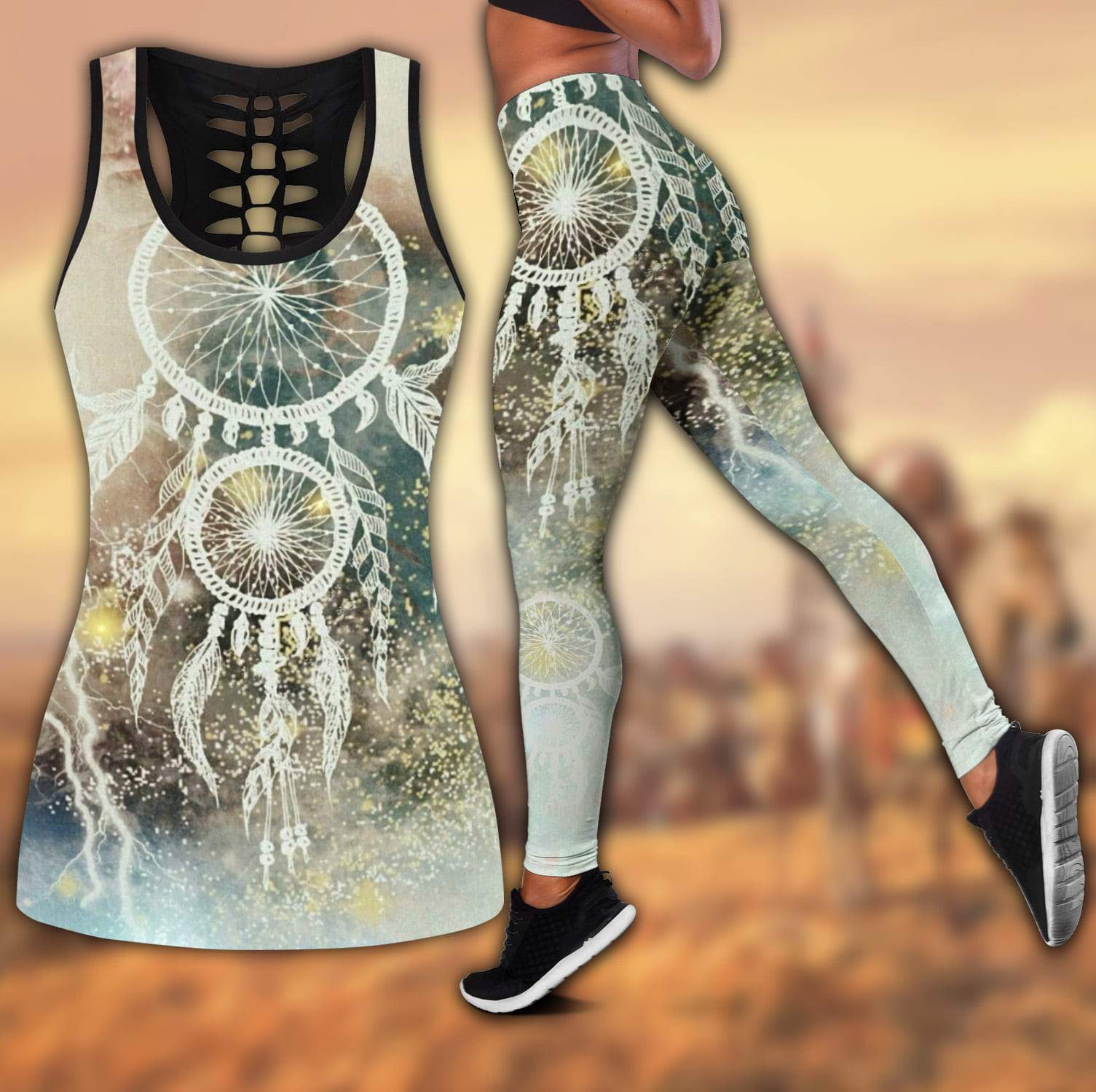 Native American 3D All Over Printed Legging + Hollow Tank