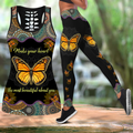 Butterfly make your heart the most beautiful about you legging + hollow tank combo ver2
