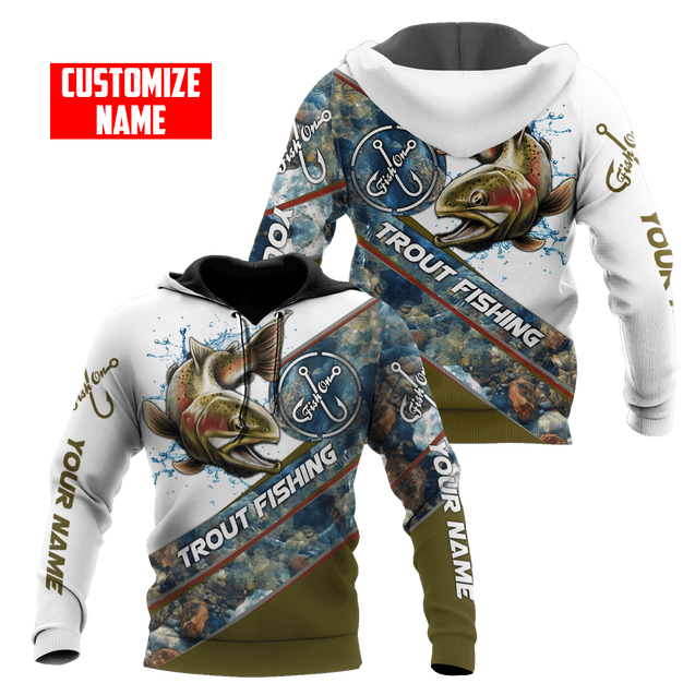 Custom name Trout-Salmon Fishing Underwater Camo 3D painting printed shirts