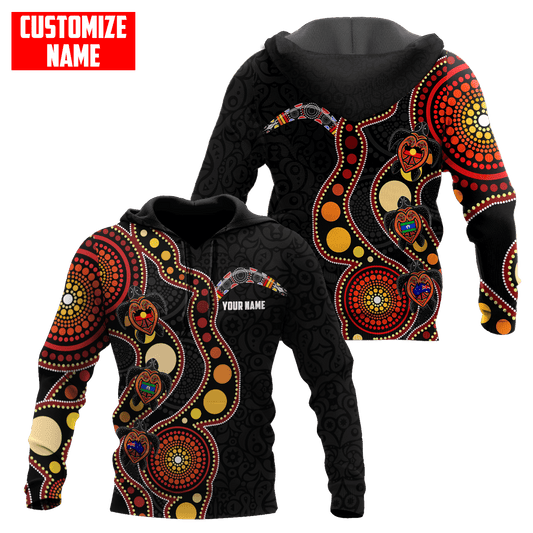 Custom name Aboriginal turtles circle dots 3D design printed shirts