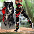 Skull Girl Legging + hollow tank combo outfit