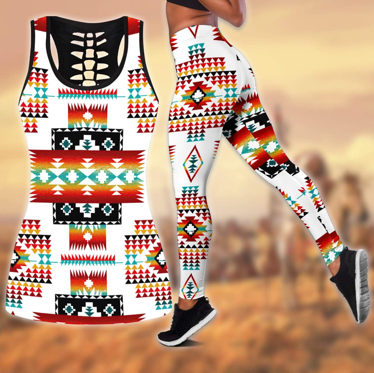 Native American 3D All Over Printed Legging + Hollow Tank Combo